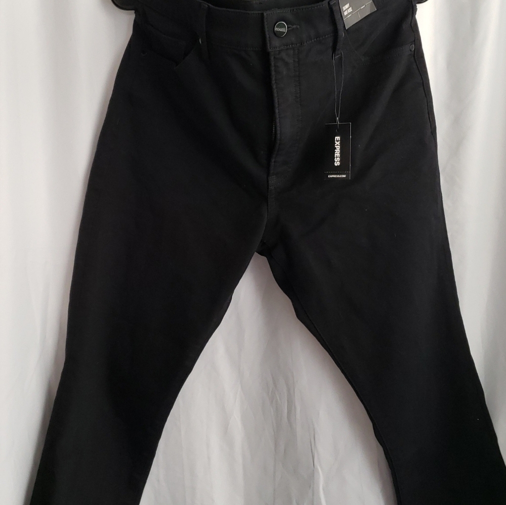 Womens Express Mid Rise Black Skinny Jeans